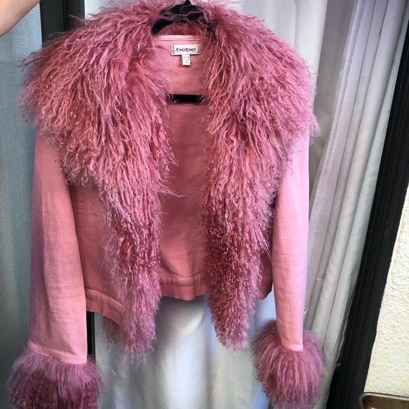 bebe Jackets & Blazers - 🌸🌸HP🌸🌸 Vintage Bebe rose denim/fur jacket